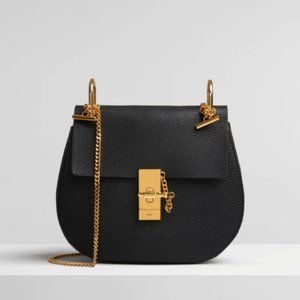 Chloe Black Grained Lambskin Mini Drew Shoulder Bag Black